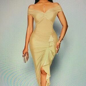 Nicole Miller Cream Asymmetrical Dress